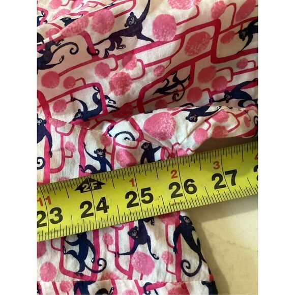 Talbots Monkey Print Tunic Top Sz 2X Pink White Embroidered - Picture 9 of 10